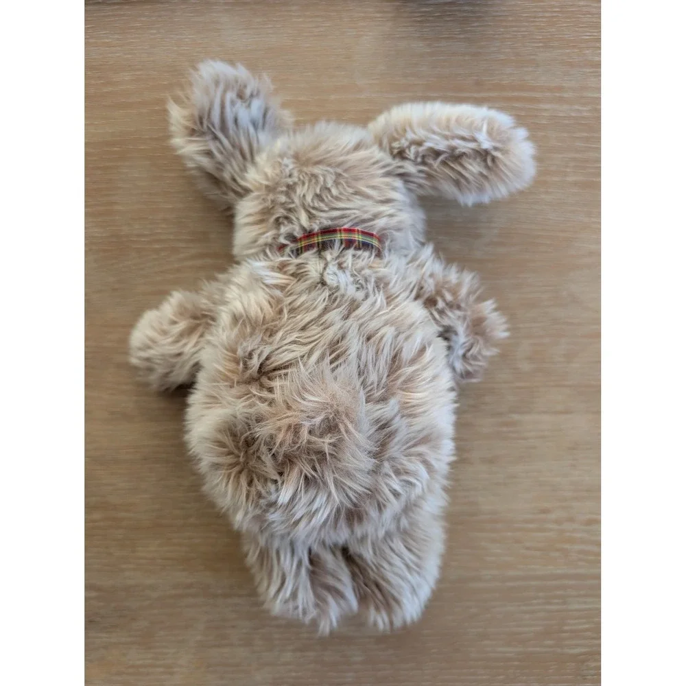 Vintage Gund Shaggy Brown Dog Plush Plaid Bow Tie‎ Soft Stuffed Animal Puppy Toy